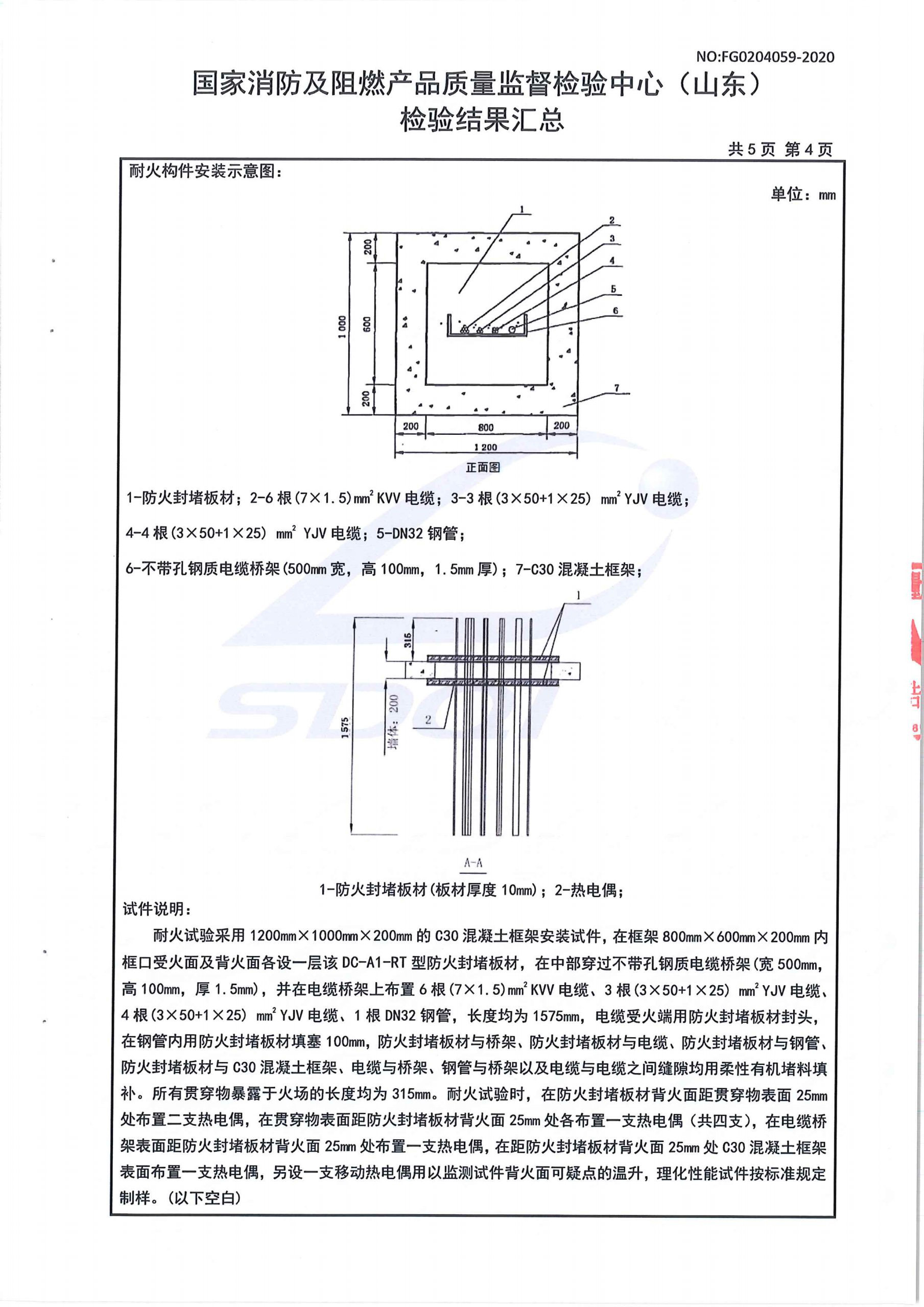 防火封堵板材DC-A1型式試驗(yàn)報(bào)告